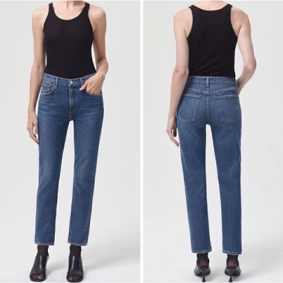 AGOLDE - NWT women’s  Merrel Jean mid rise straight light blue organic denim 27 - Picture 5 of 11